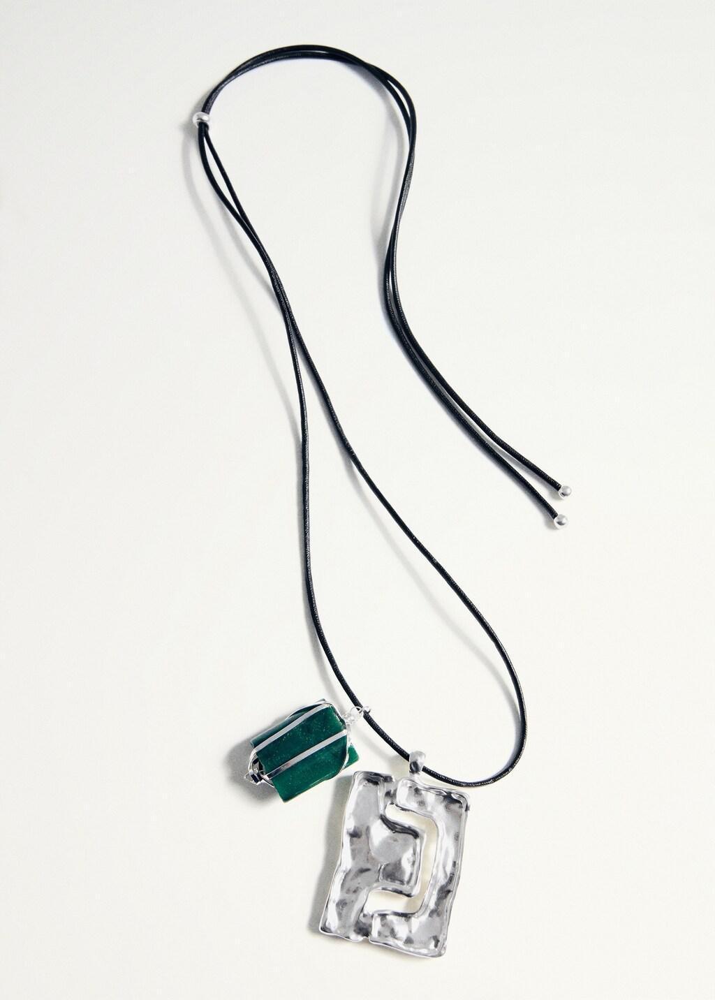 Silversemi-Precious Stone Combination Necklace, Silver, large image number 2