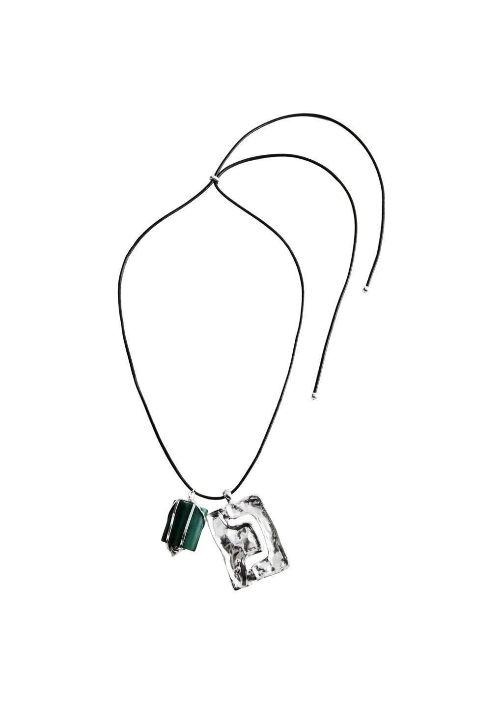 Silversemi-Precious Stone Combination Necklace, Silver, large image number 3