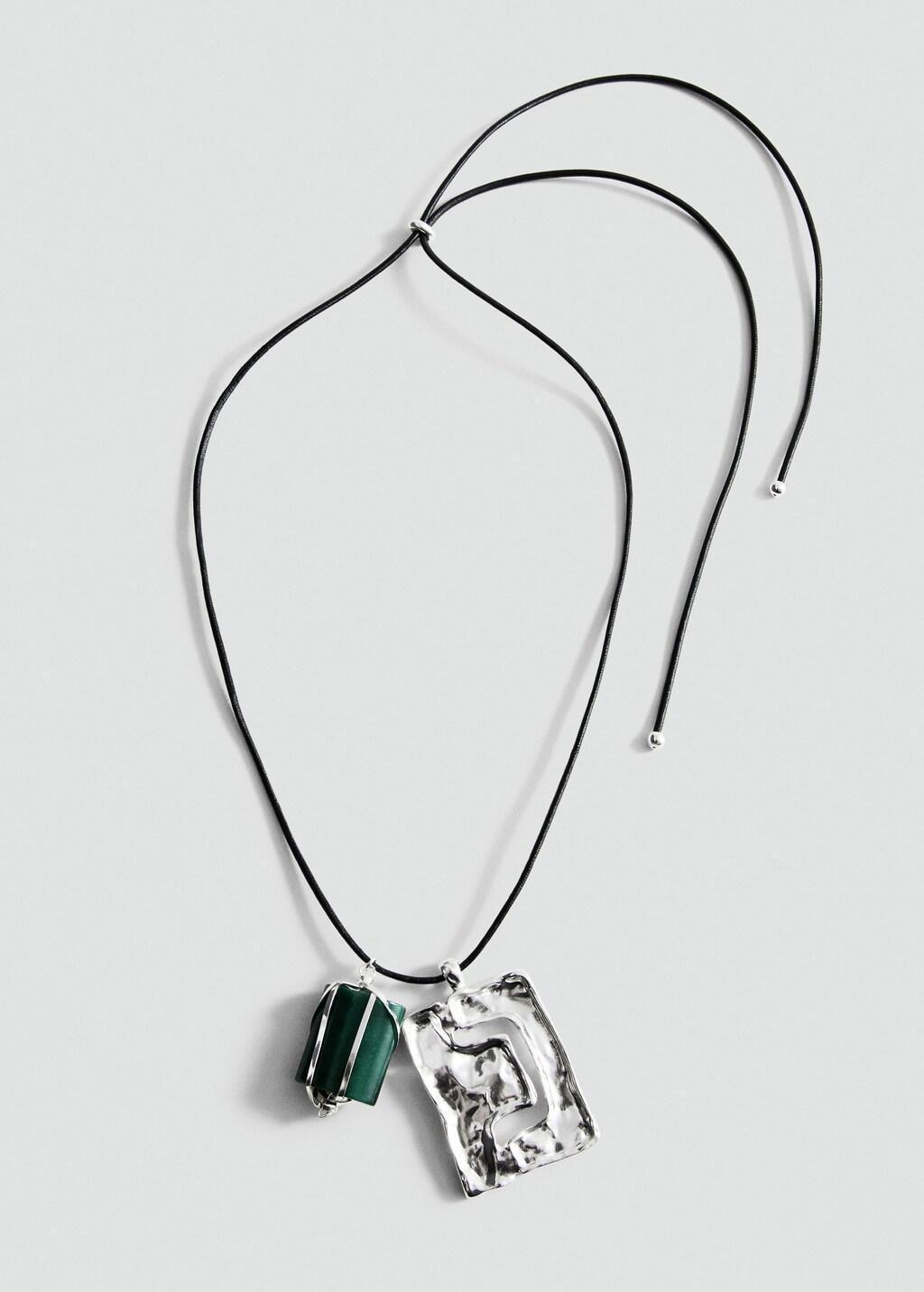 Silversemi-Precious Stone Combination Necklace, Silver, large image number 4