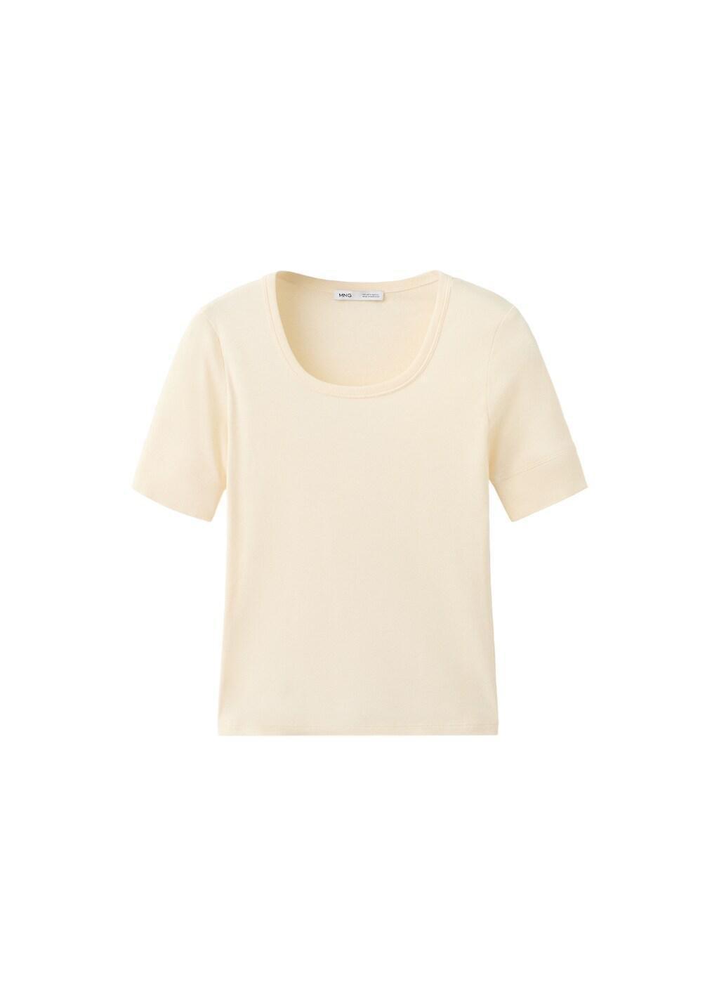 White Short-Sleeved Fitted T-Shirt, Natural White, large image number 6