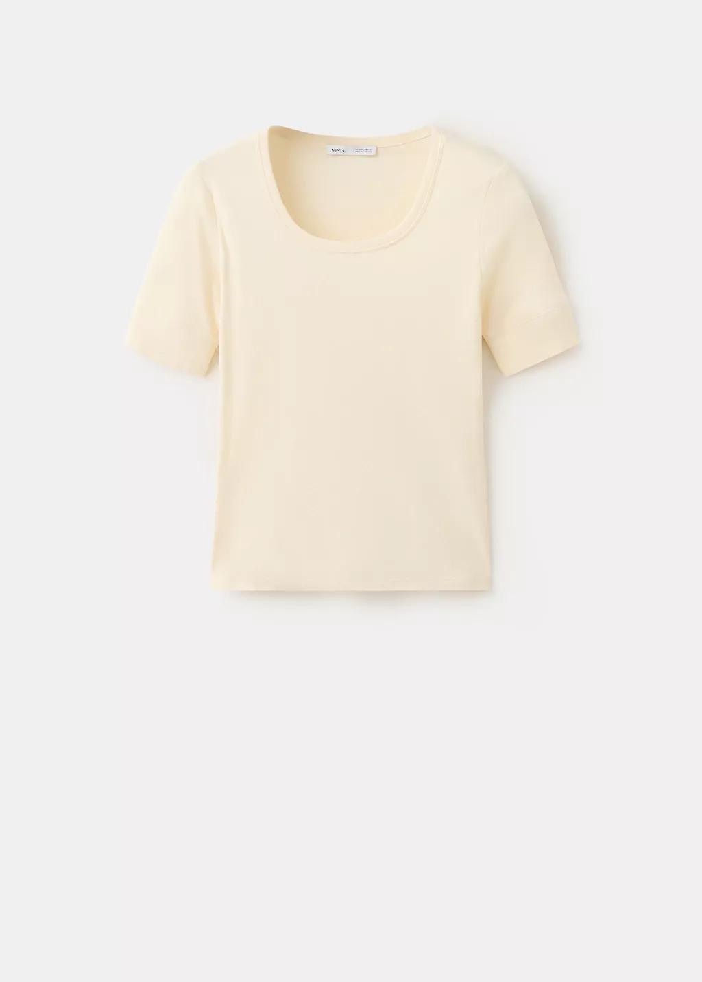 White Short-Sleeved Fitted T-Shirt, Natural White, large image number 7