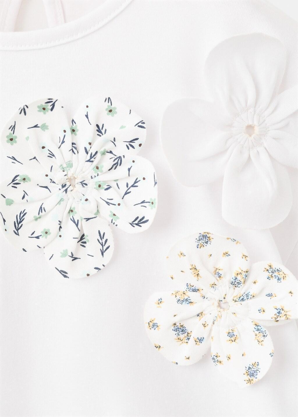 White Cotton Flower T-Shirt, Baby Girl, Natural White, large image number 0