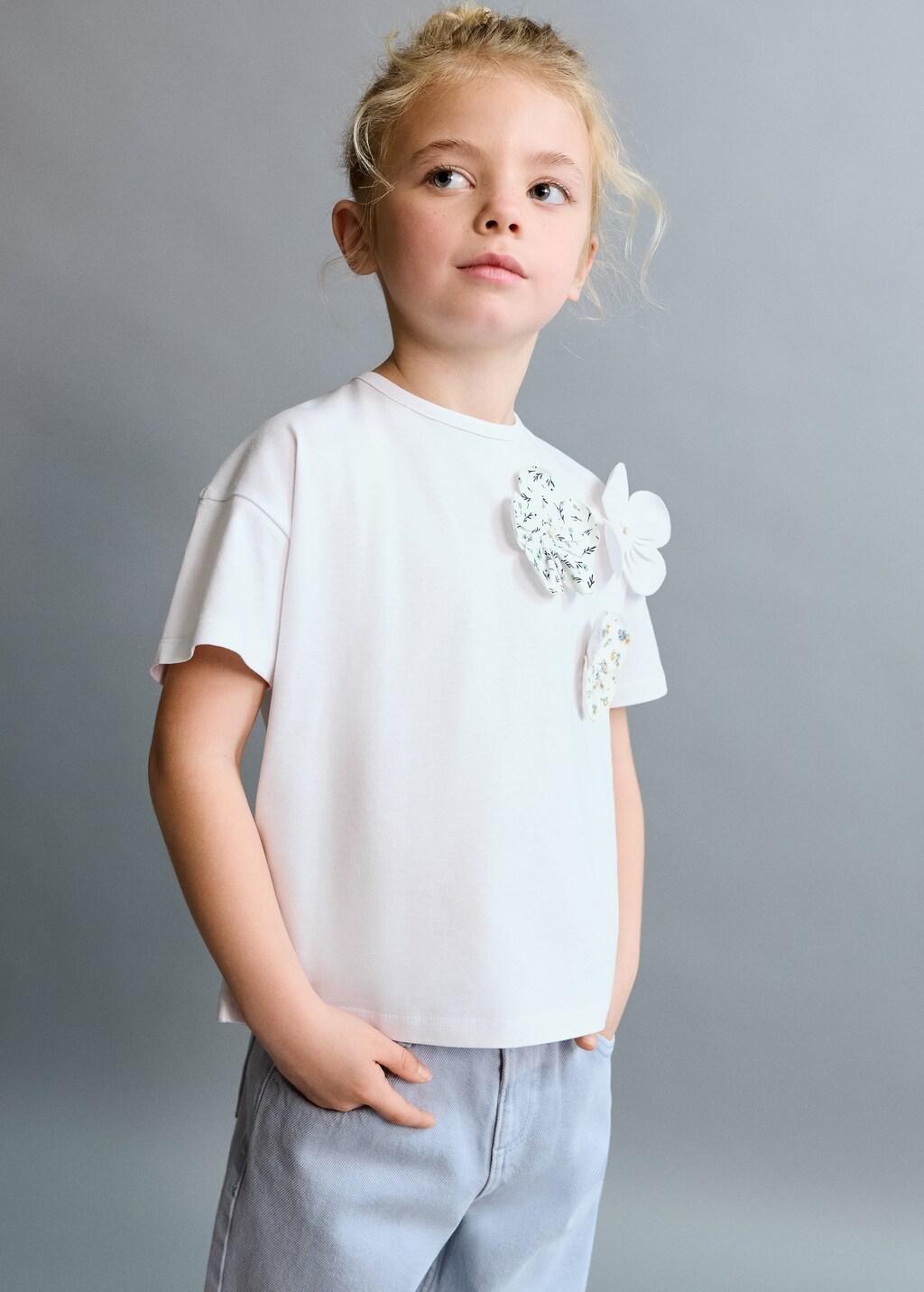 White Cotton Flower T-Shirt, Baby Girl, Natural White, large image number 2