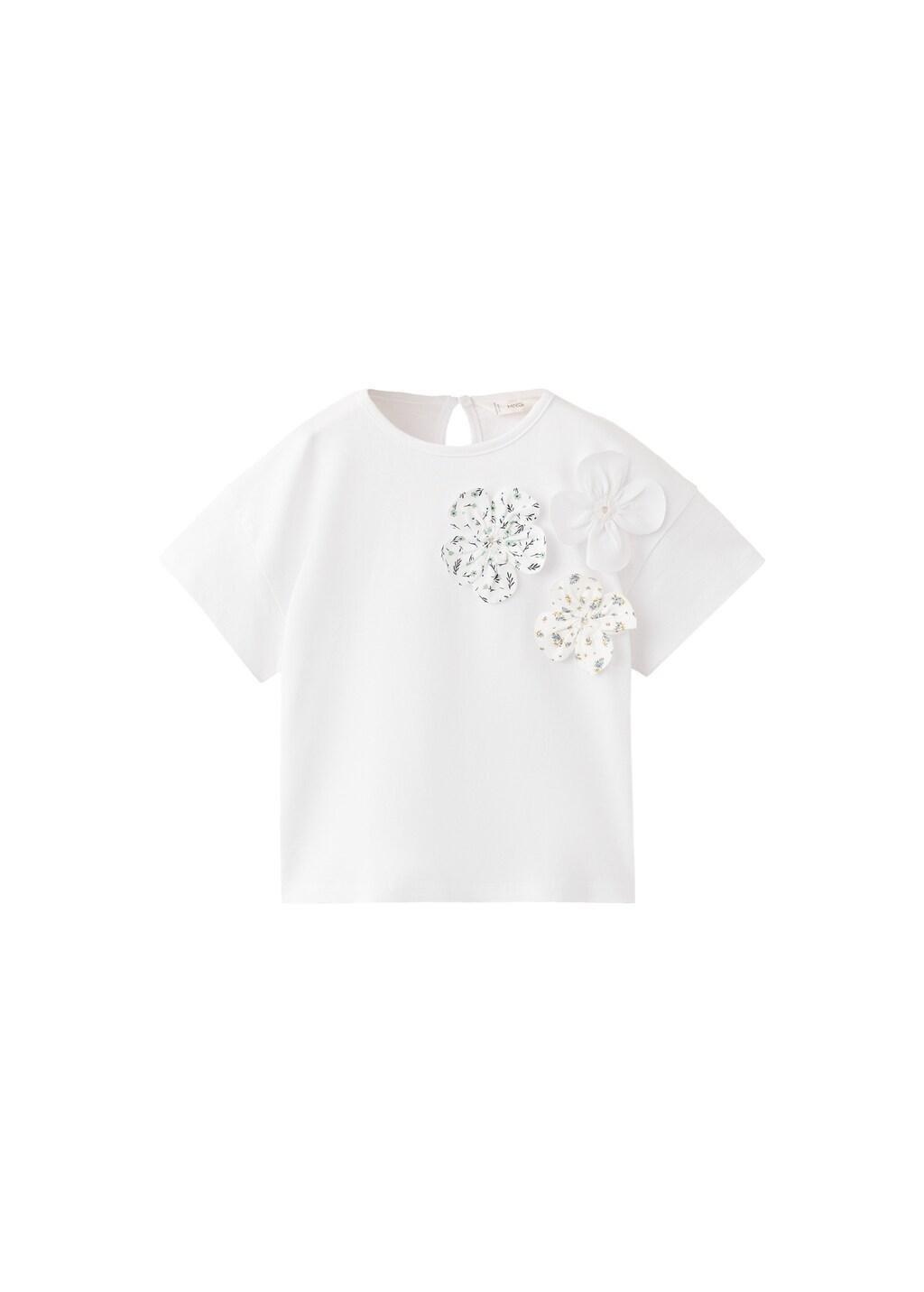 White Cotton Flower T-Shirt, Baby Girl, Natural White, large image number 5