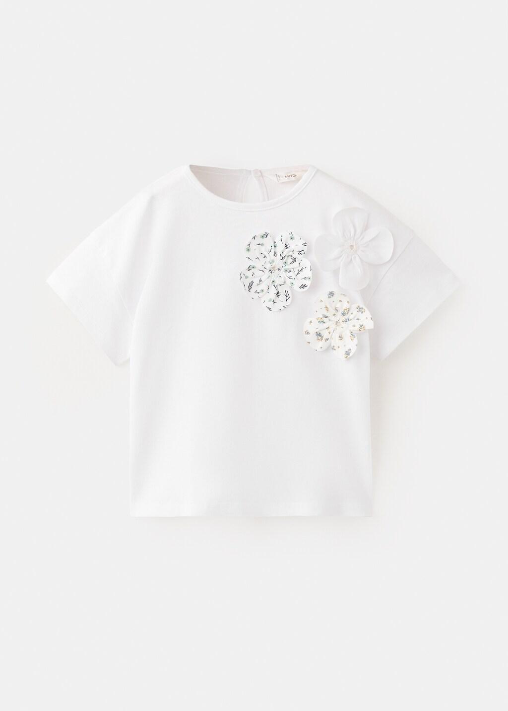White Cotton Flower T-Shirt, Baby Girl, Natural White, large image number 6