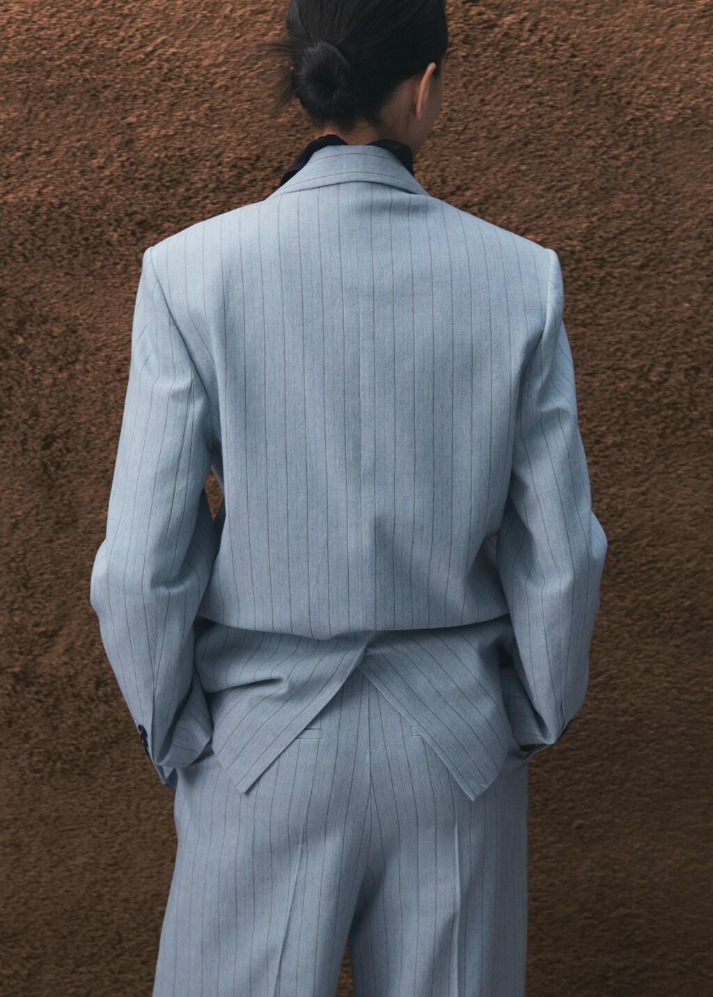 Blue Pinstripe Suit Blazer, Medium Blue, medium
