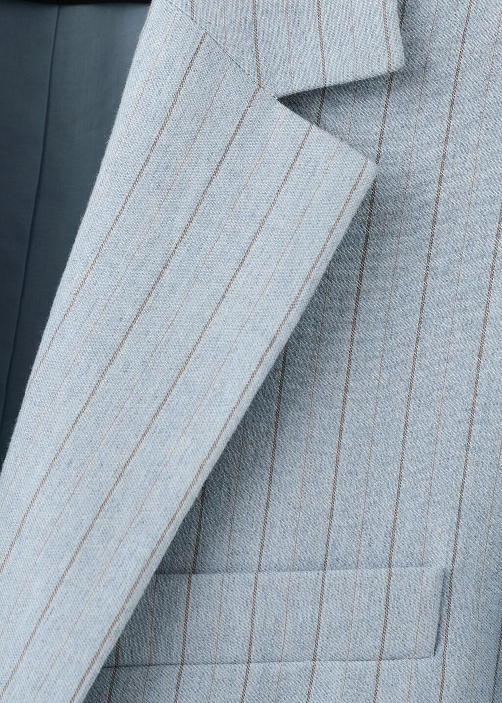 Blue Pinstripe Suit Blazer, Medium Blue, large image number 4