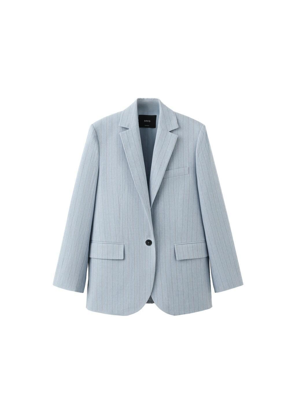 Blue Pinstripe Suit Blazer, Medium Blue, large image number 5