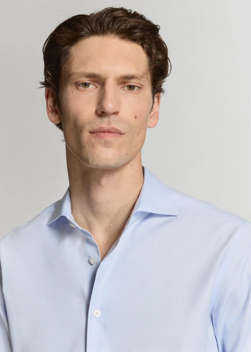Blue Lt Pastel 100% Cotton Slim Fit Shirt, Light-Pastel Blue, large image number 4