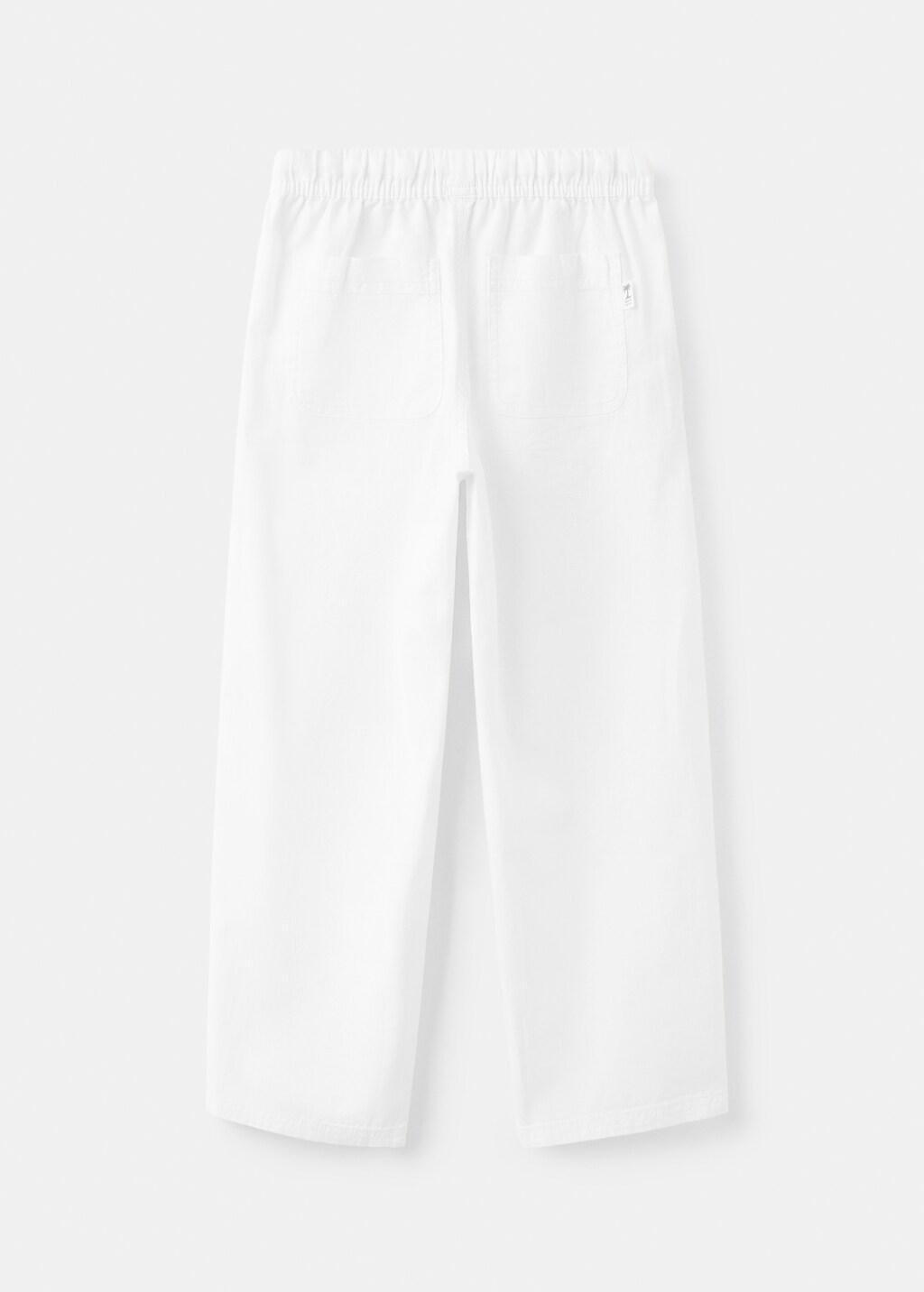 White Cotton Linen-Blend Trousers, Kids Boys, White, large image number 2