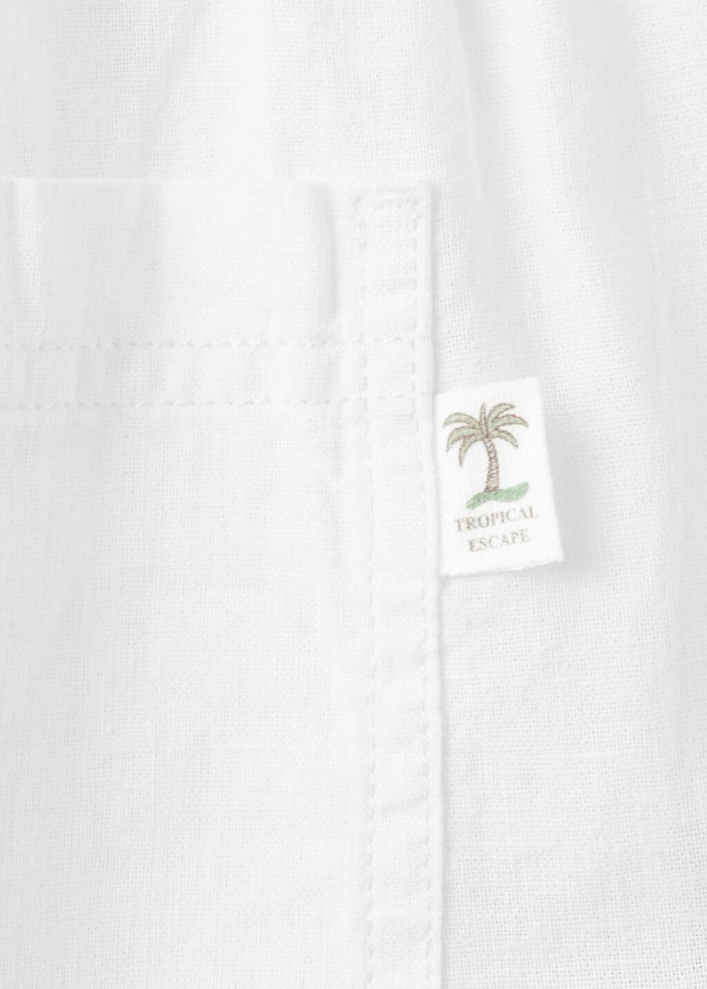 White Cotton Linen-Blend Trousers, Kids Boys, White, large image number 3