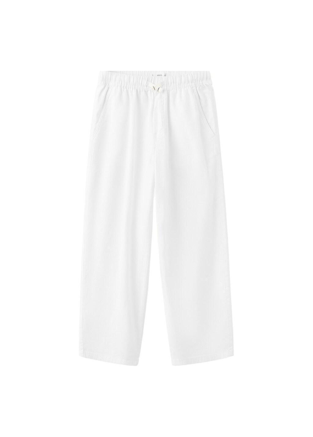 White Cotton Linen-Blend Trousers, Kids Boys, White, large image number 4