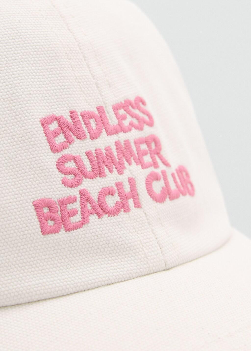 Beige Embroidered Cotton Cap, Kids Girl, Light Beige, large image number 1