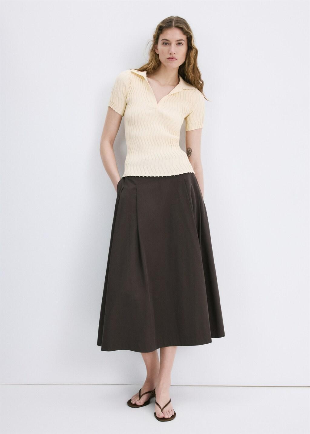 Cream Knitted Polo-Neck Sweater, Light Beige, large image number 0