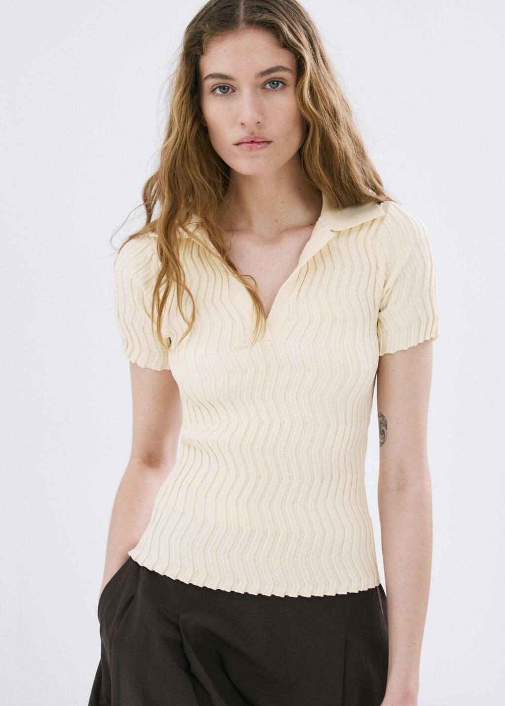 Cream Knitted Polo-Neck Sweater, Light Beige, large image number 3