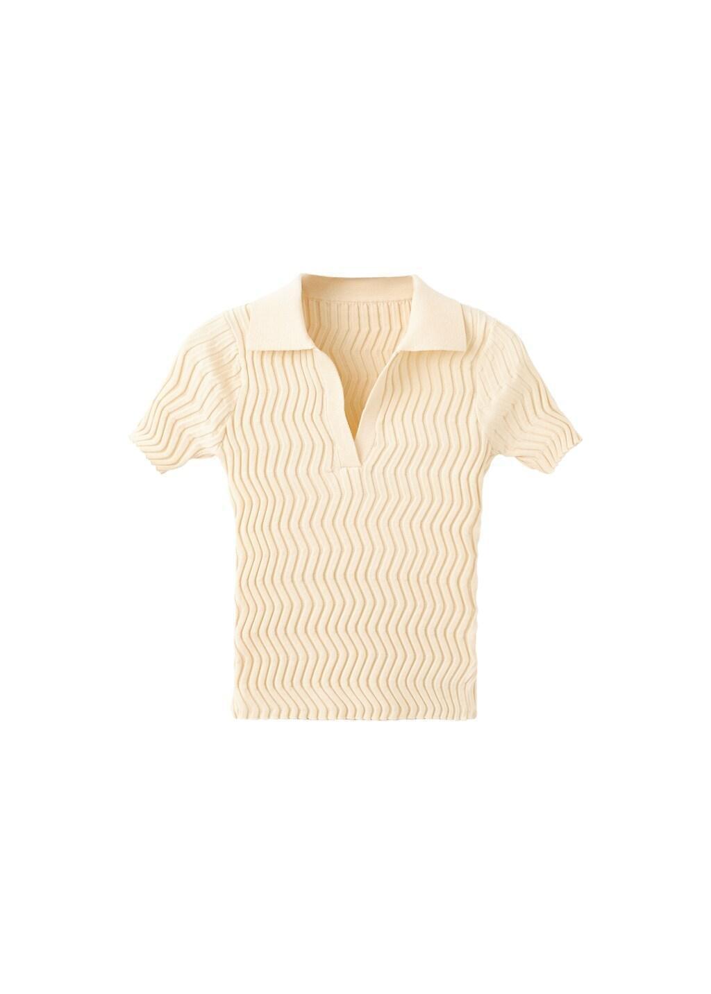 Cream Knitted Polo-Neck Sweater, Light Beige, large image number 6