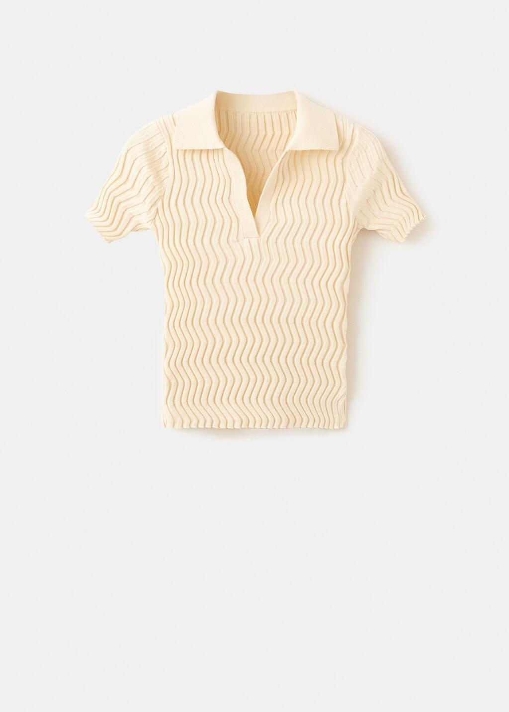 Cream Knitted Polo-Neck Sweater, Light Beige, large image number 7