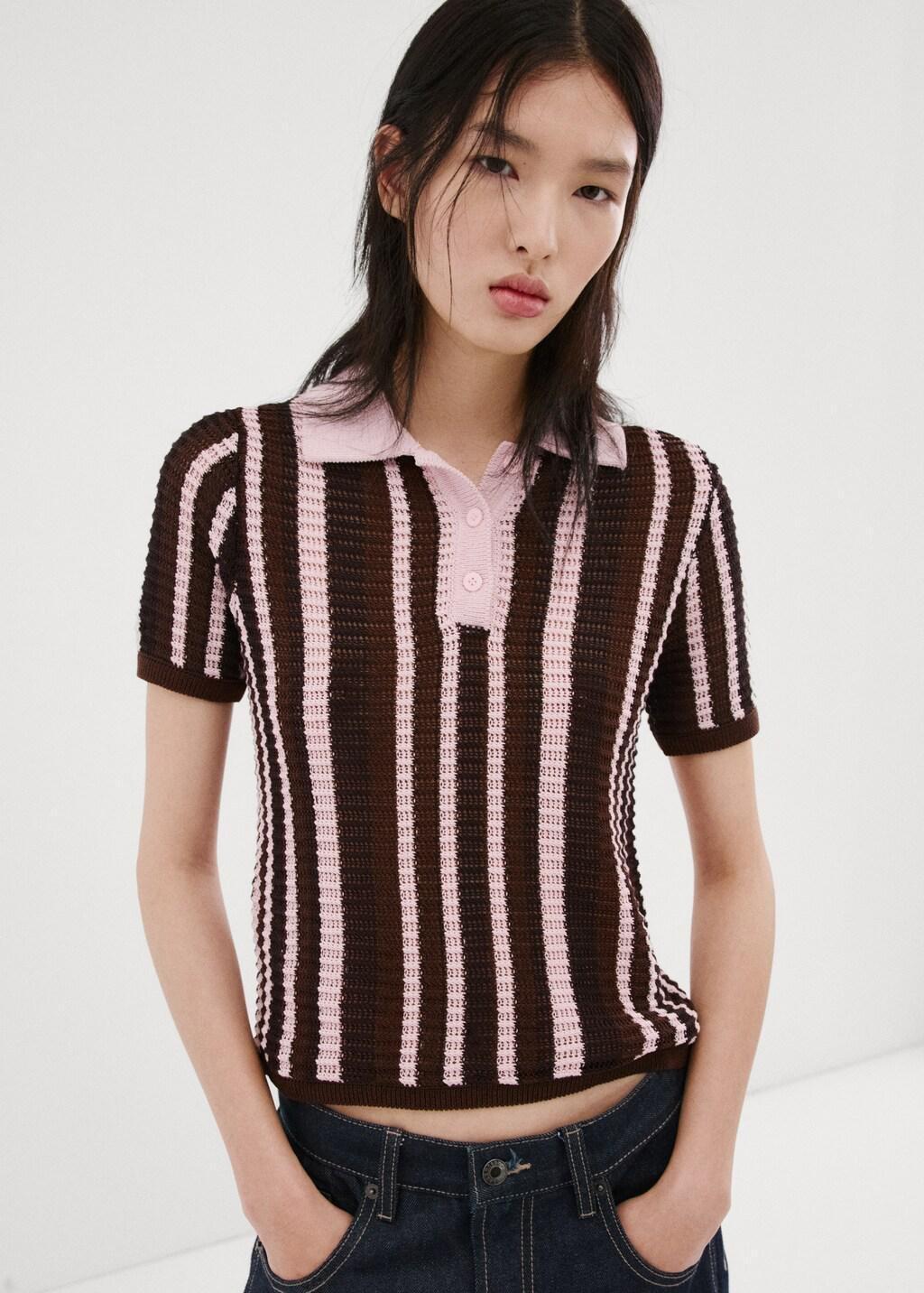 Brown Knitted Polo-Neck Sweater, 0201_32, large image number 3