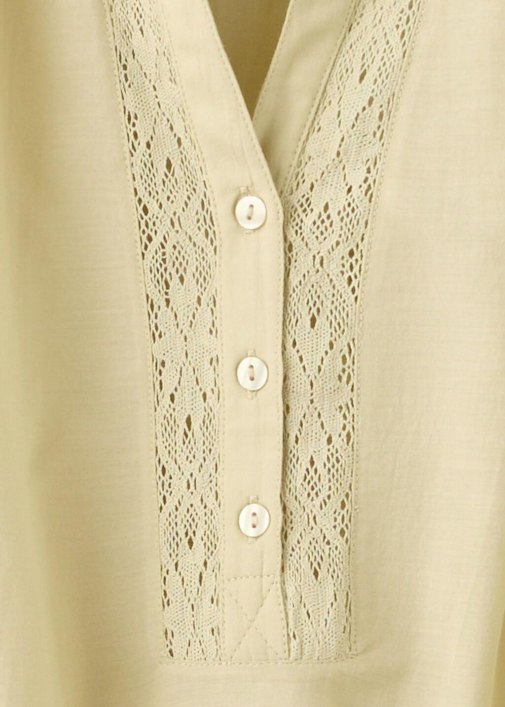 Green Embroidered Openwork Blouse, Green, large image number 1