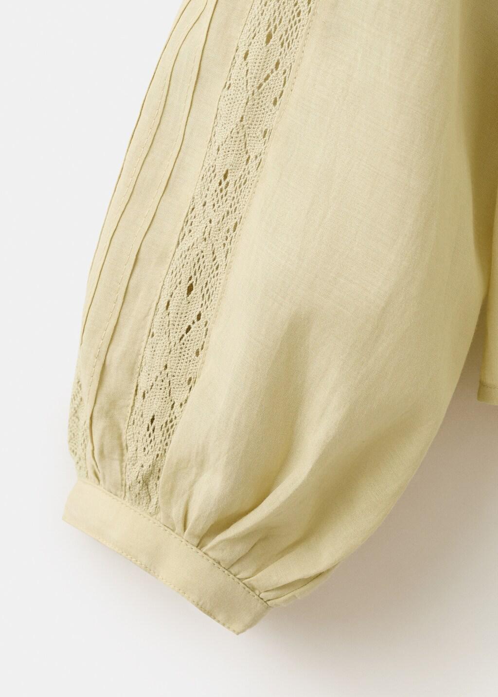 Green Embroidered Openwork Blouse, Green, large image number 5