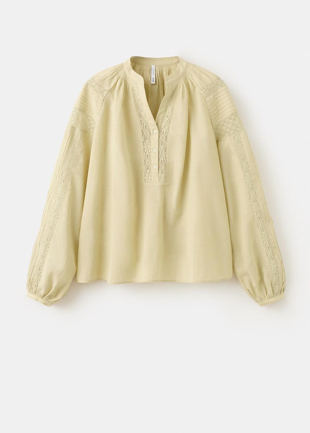 Green Embroidered Openwork Blouse, Green, large image number 7