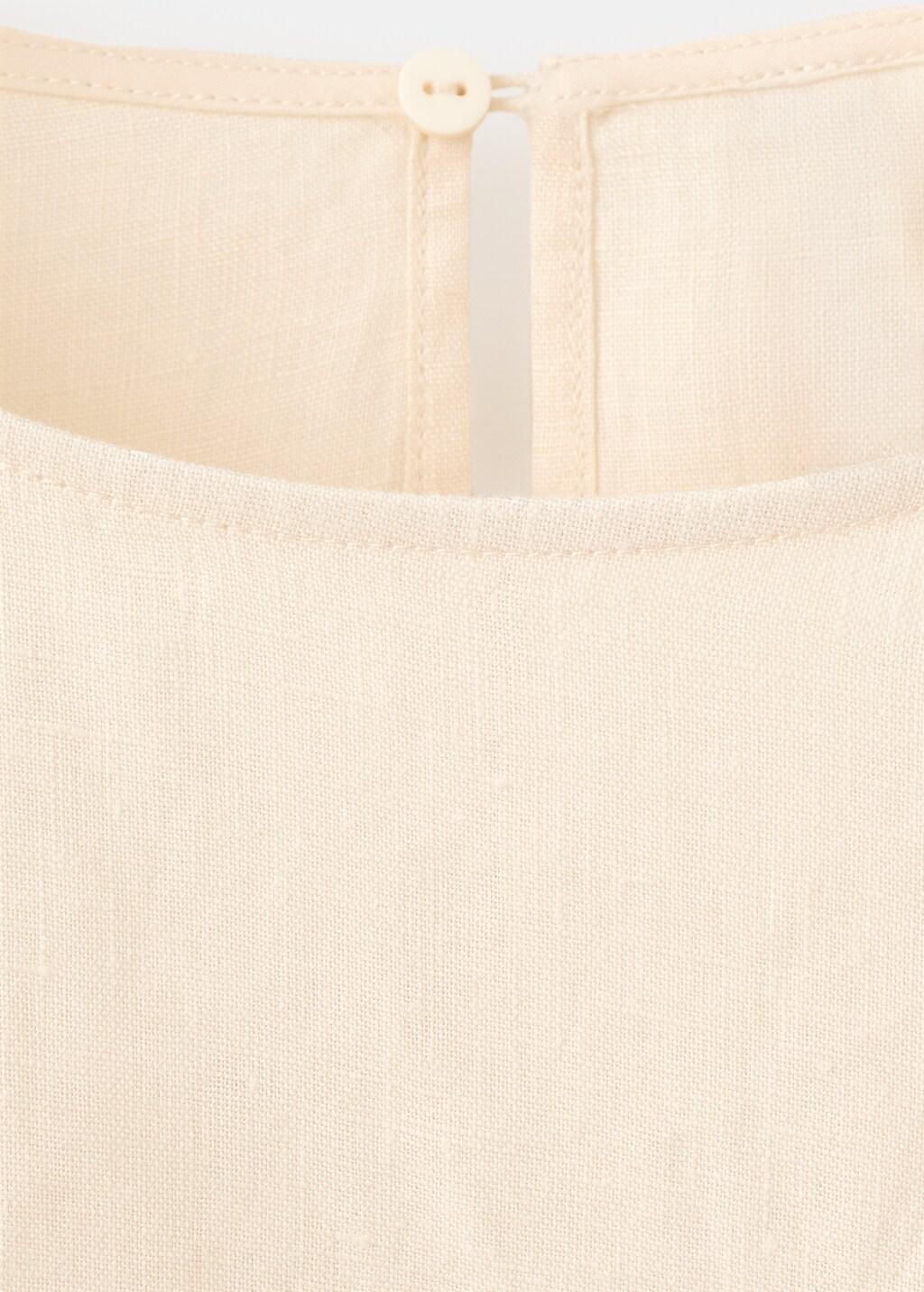 Cream Linen Blouse With Contrasting Stripes, Light Beige, medium