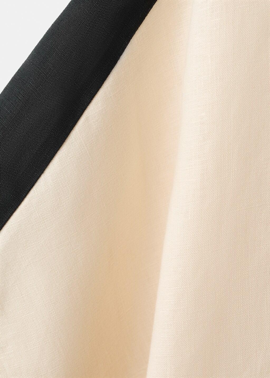 Cream Linen Blouse With Contrasting Stripes, Light Beige, large image number 4