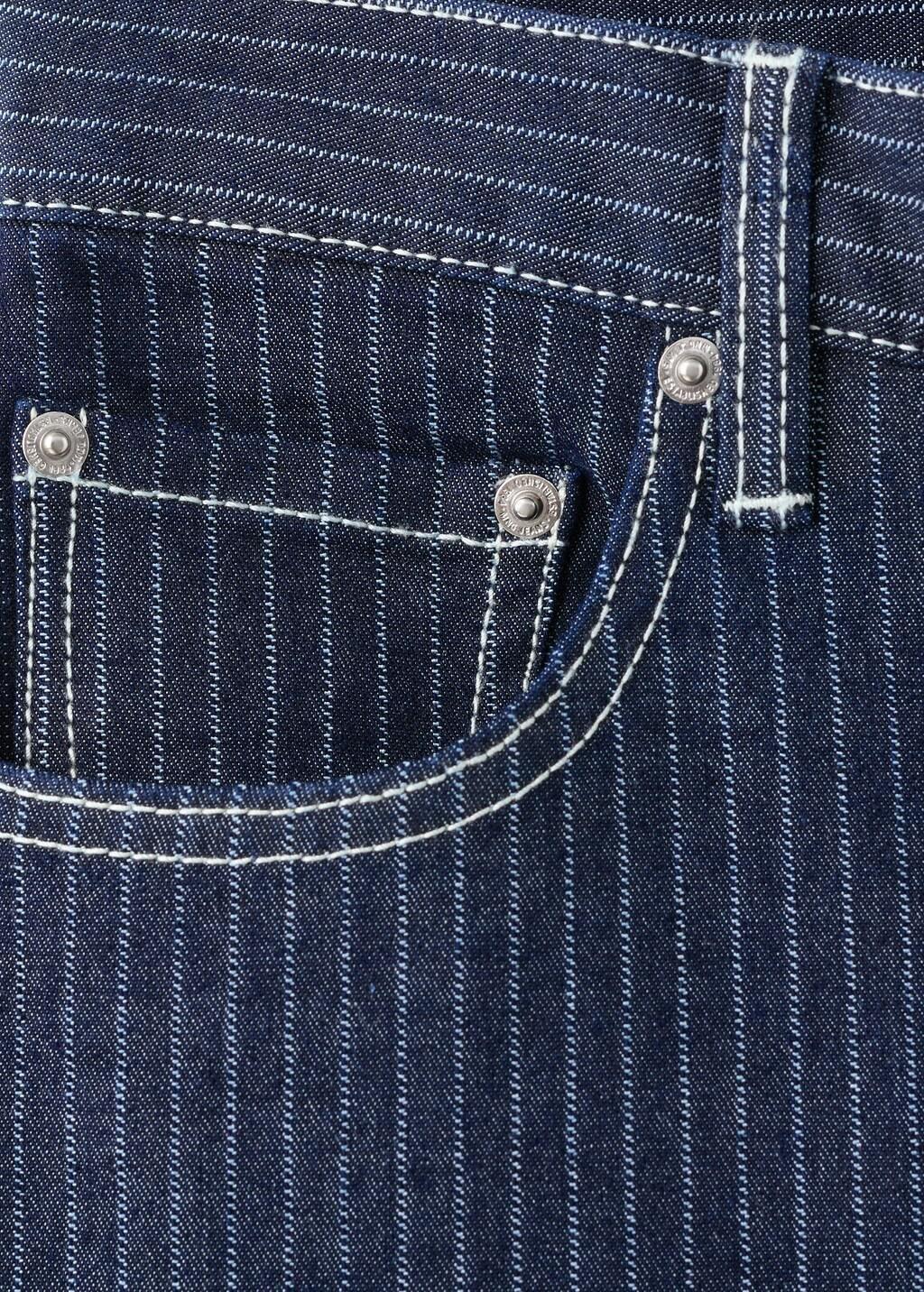 Blue Straight Striped Jeans, Medium Blue, large image number 5
