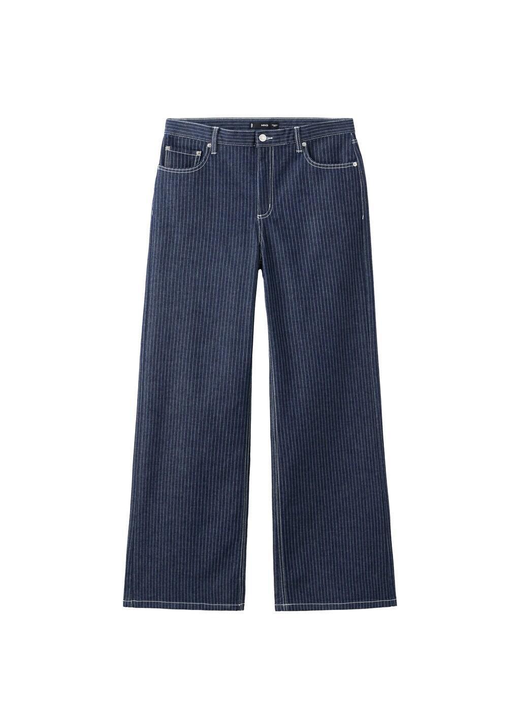 Blue Straight Striped Jeans, Medium Blue, large image number 6