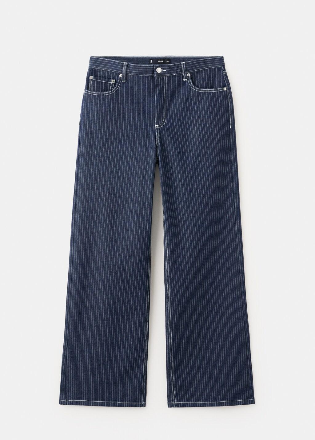 Blue Straight Striped Jeans, Medium Blue, large image number 7