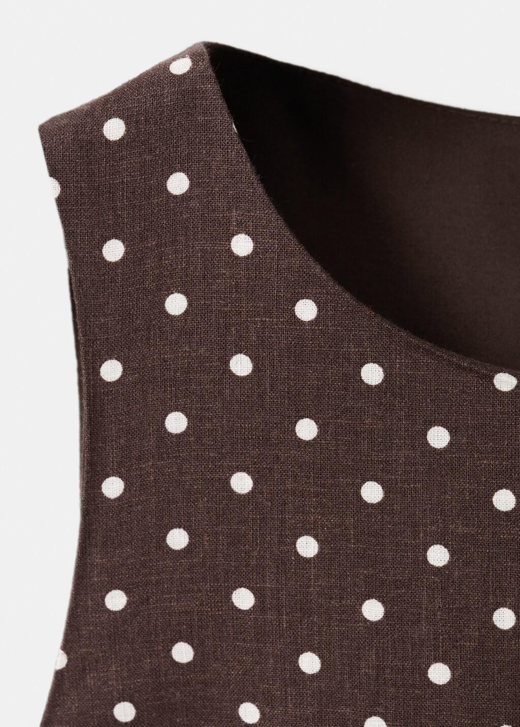 Brown Linen Jumpsuit With Polka-Dot Belt, 0201_32, medium