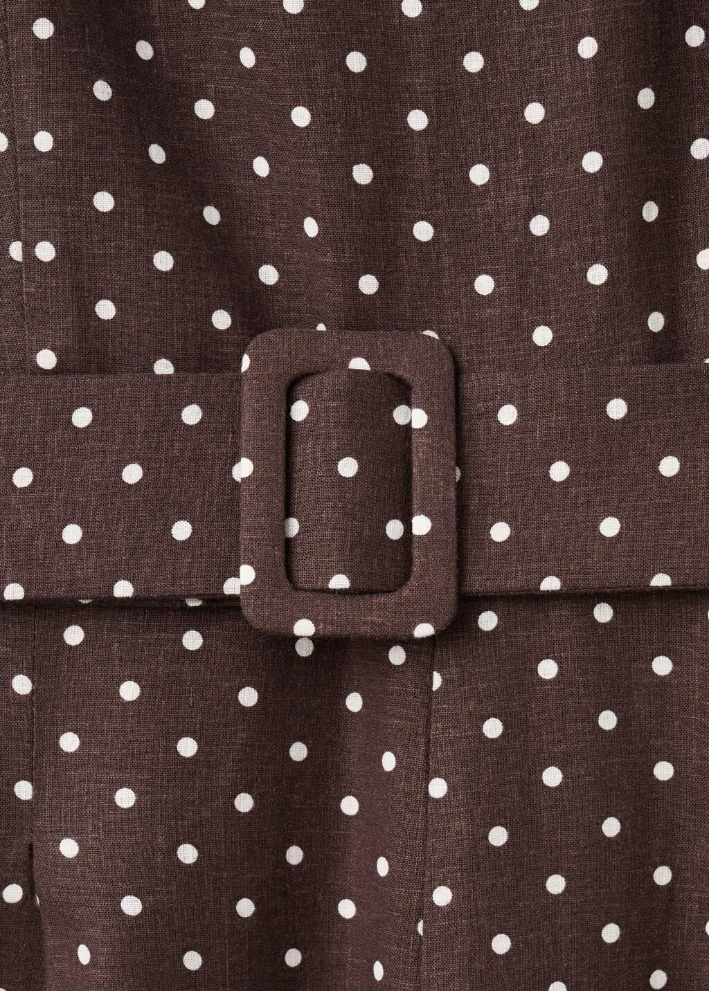 Brown Linen Jumpsuit With Polka-Dot Belt, 0201_32, large image number 5