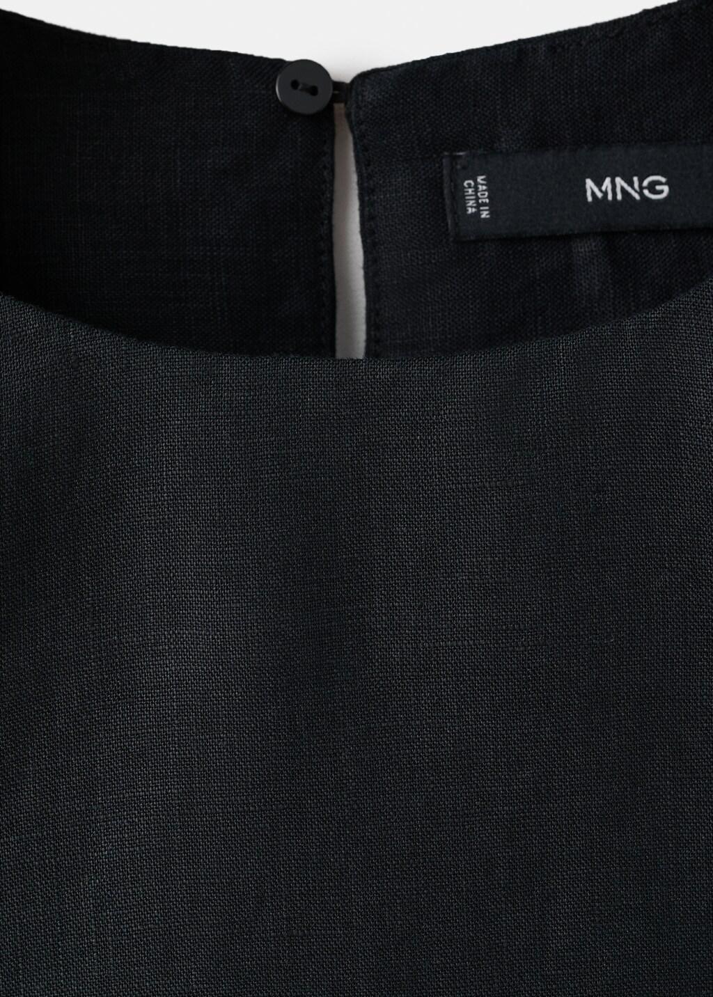 Black 100% Linen Crop Top, 0201_99, large image number 5
