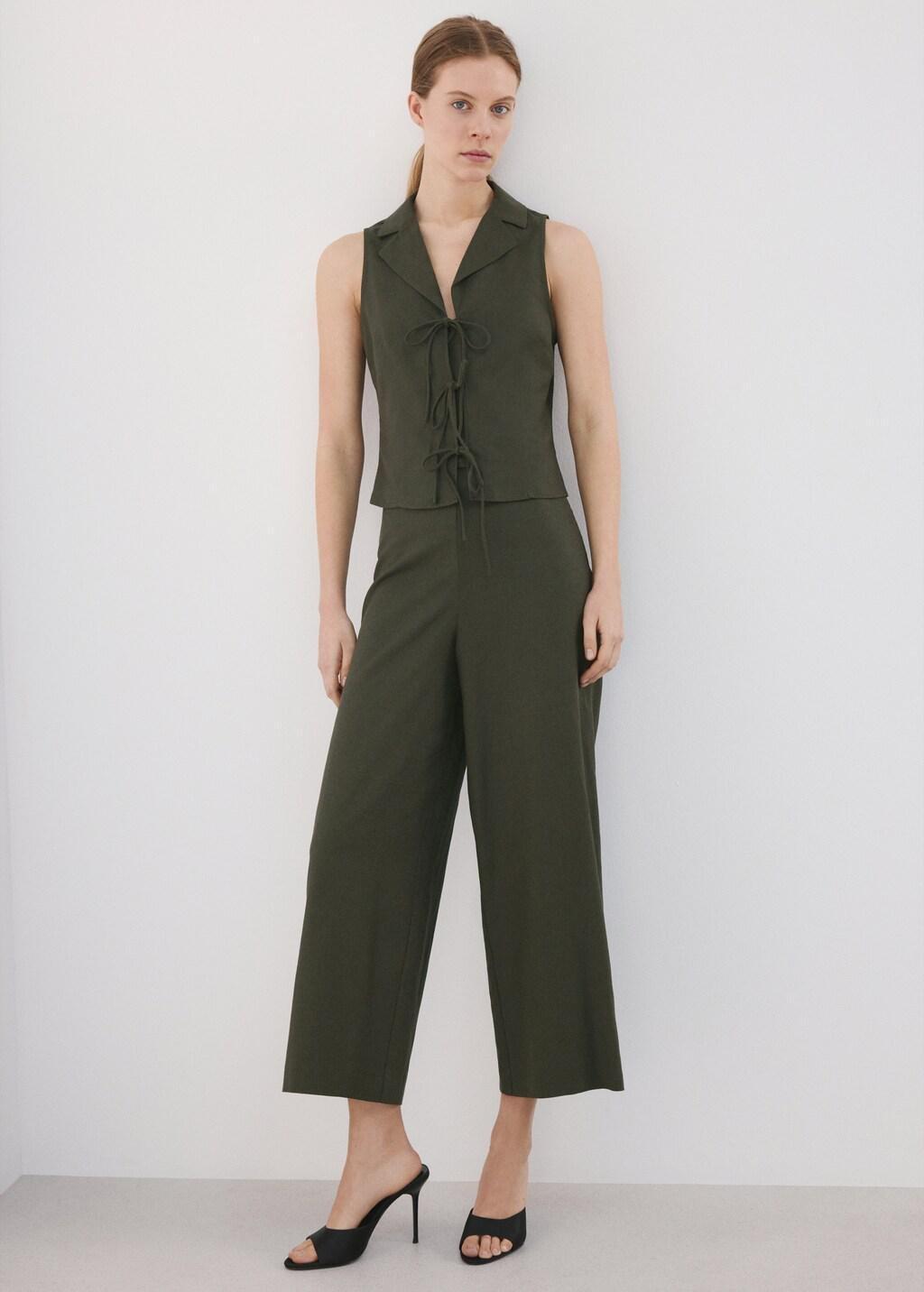 Khaki Tie-Front Flap Top, 0201_37, large image number 0