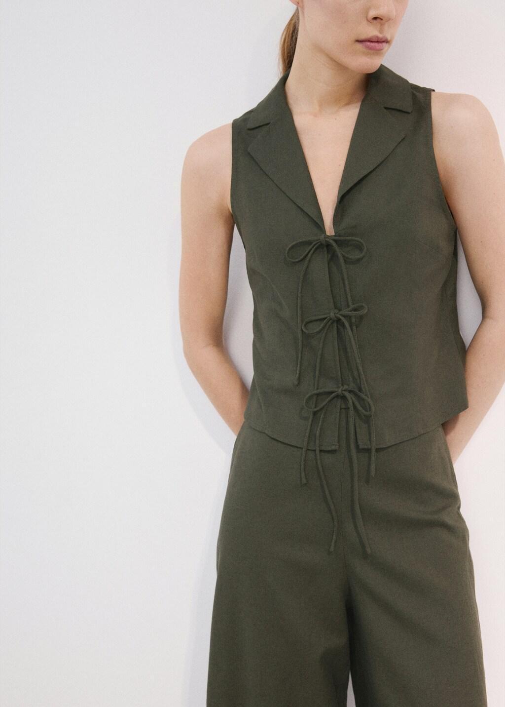 Khaki Tie-Front Flap Top, 0201_37, large image number 3