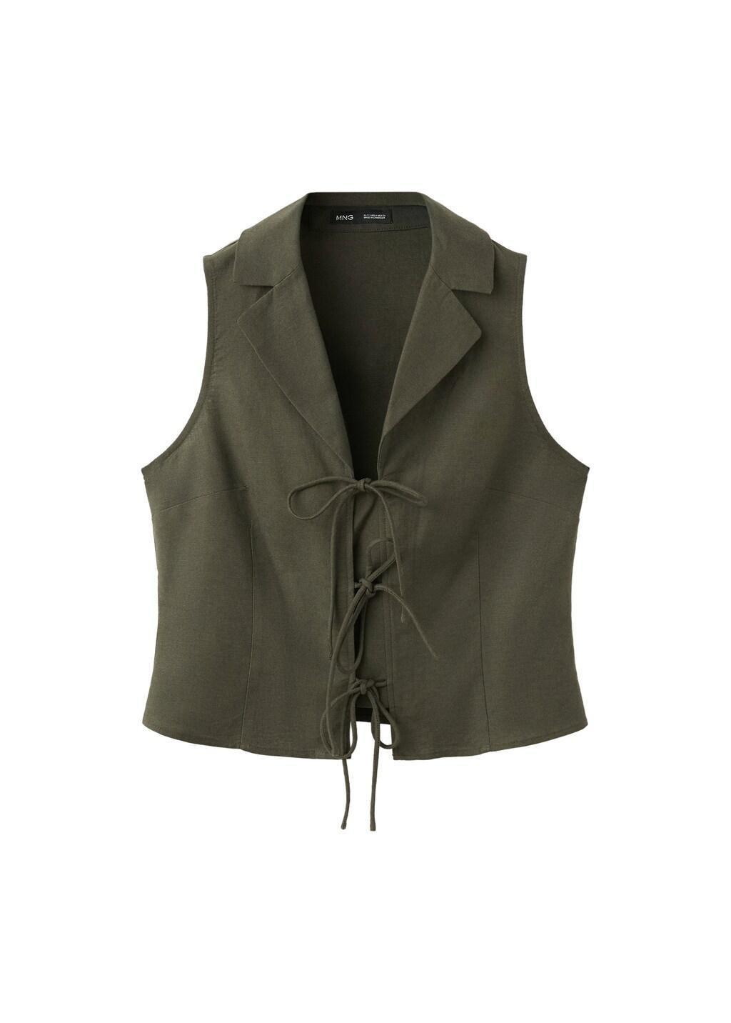 Khaki Tie-Front Flap Top, 0201_37, large image number 6