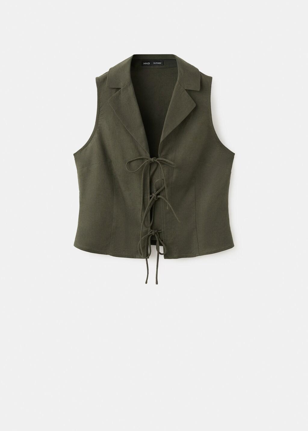 Khaki Tie-Front Flap Top, 0201_37, large image number 7