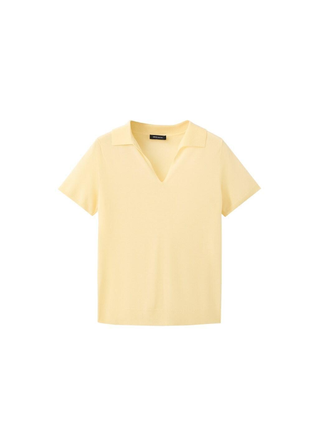 Yellow Fine-Knit Lyocell Polo Shirt, 0201_11, large image number 6