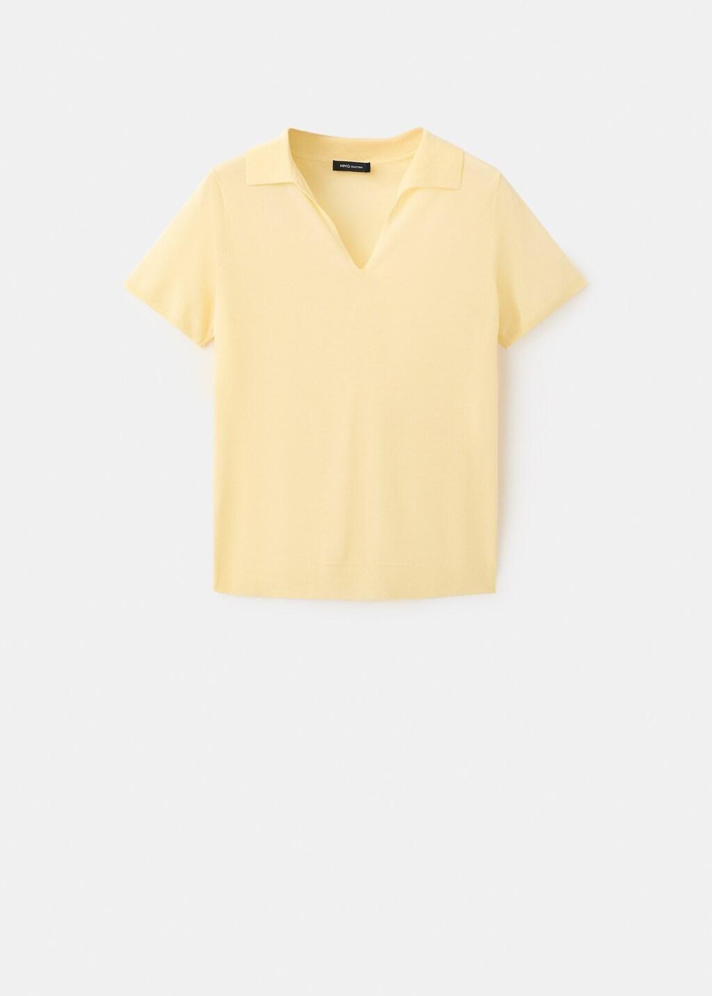 Yellow Fine-Knit Lyocell Polo Shirt, 0201_11, large image number 7