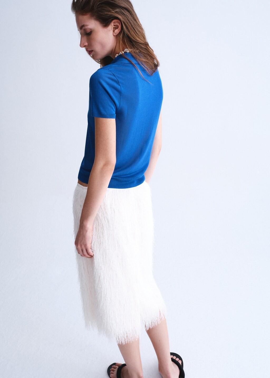 Blue Lt Pastel Fine-Knit Lyocell Polo Shirt, Light-Pastel Blue, large image number 2