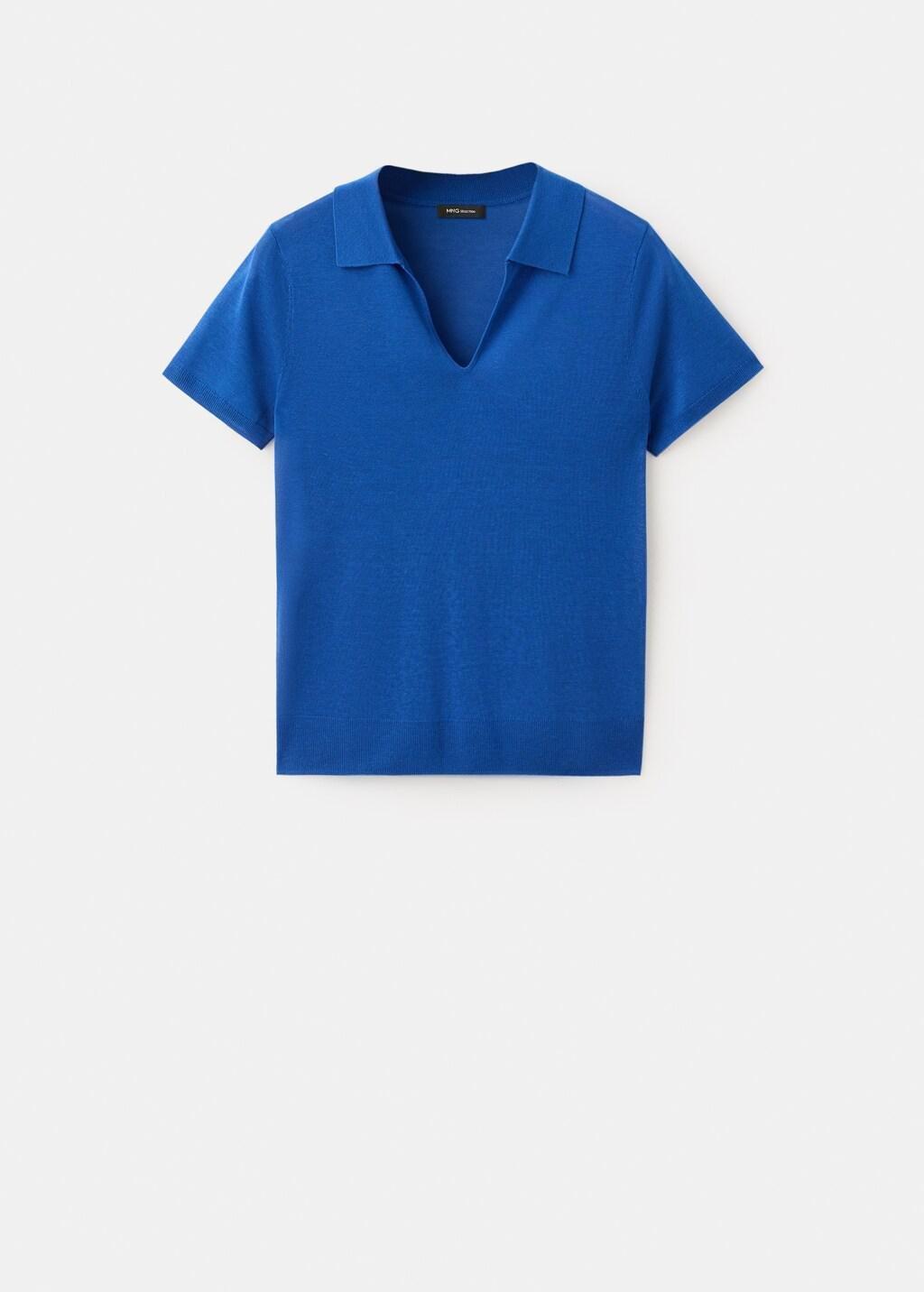 Blue Lt Pastel Fine-Knit Lyocell Polo Shirt, Light-Pastel Blue, large image number 8