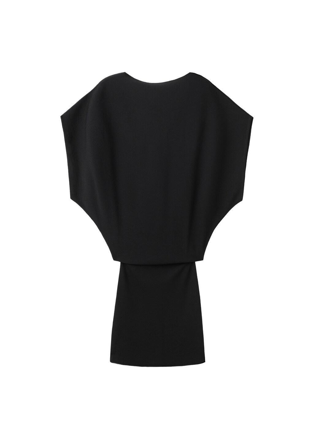 Black Fitted Jersey Dress With Open Back, Black, large image number 6