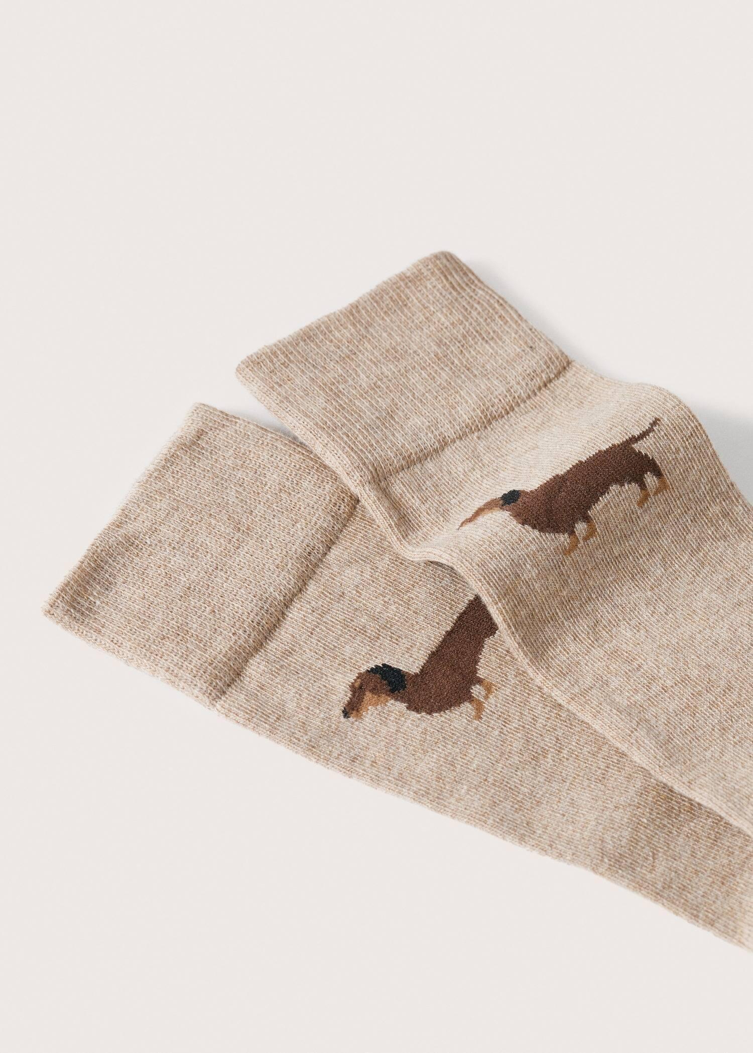 Light Beige Printed Socks, , large image number 1