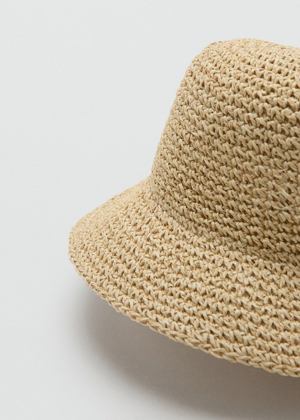 Beige Natural Fibre Bucket Hat, 0201_05, large image number 0