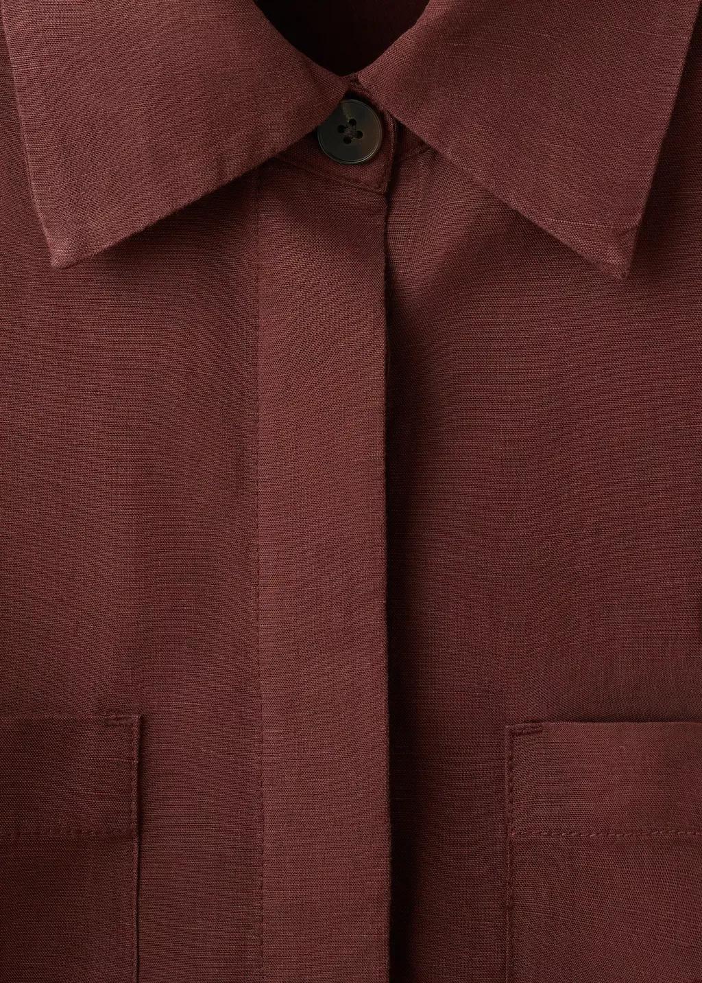 Orange Pocket Lyocell Overshirt, 0201_28, large image number 1
