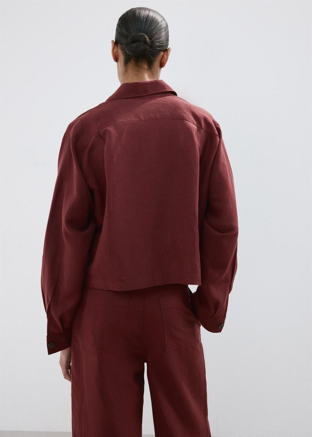 Orange Pocket Lyocell Overshirt, 0201_28, large image number 2