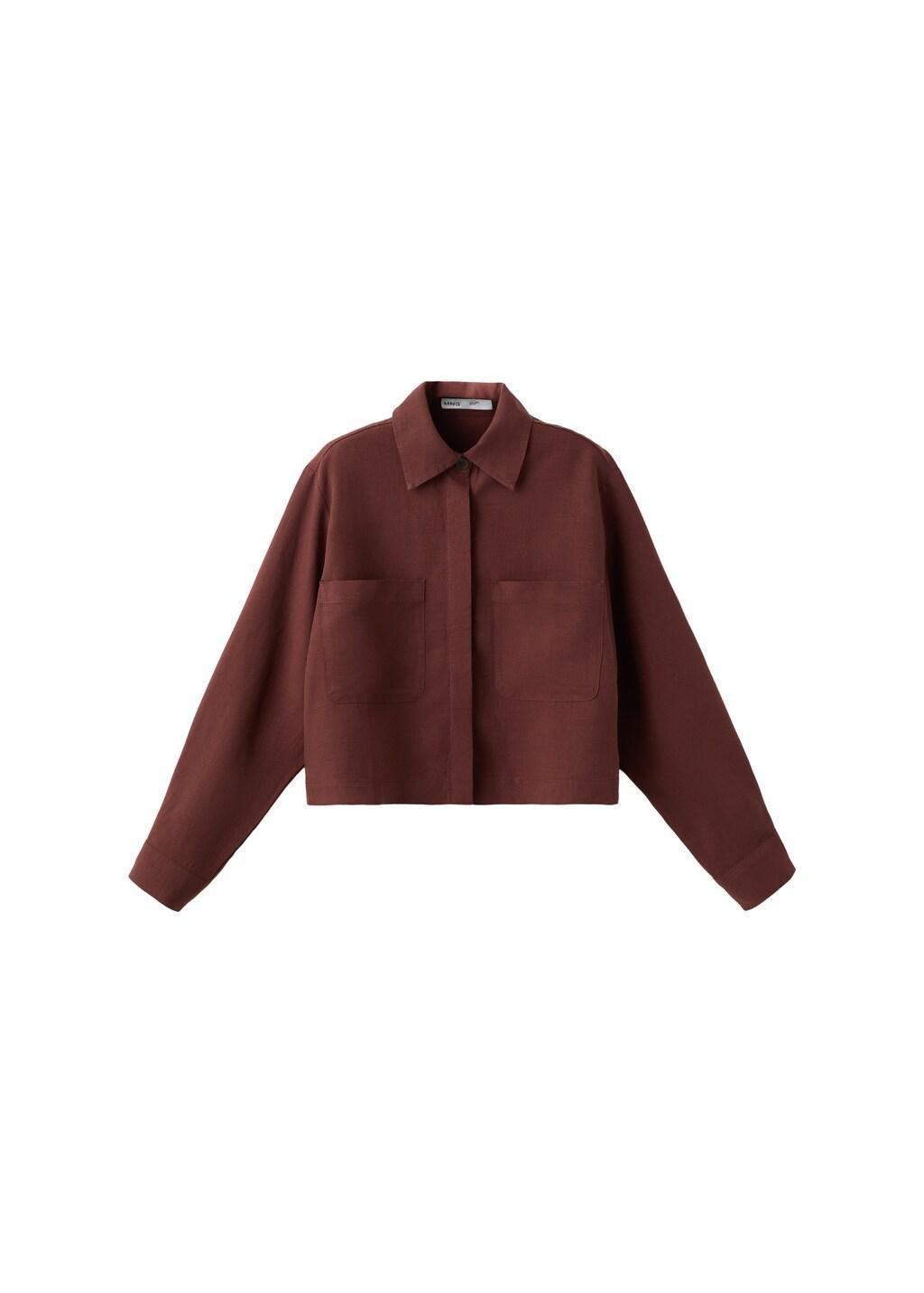 Orange Pocket Lyocell Overshirt, 0201_28, large image number 6
