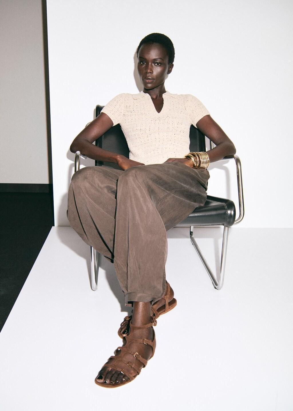 Brown Leather Straps Sandals, Dark Brown, large image number 0