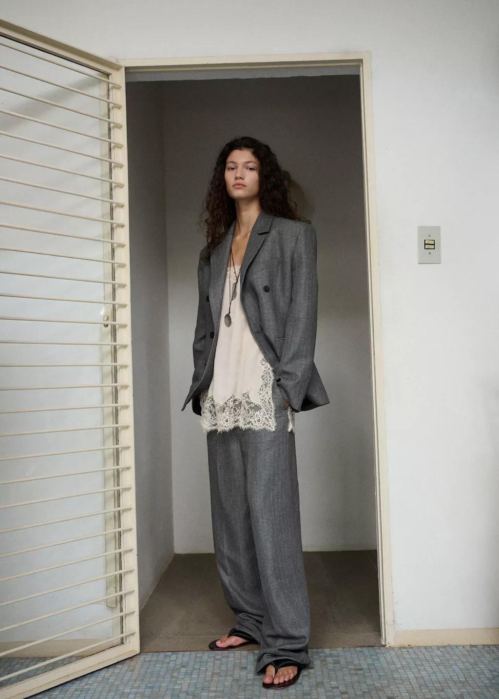 Black Straight Linen Blend Blazer, 0201_99, large image number 0