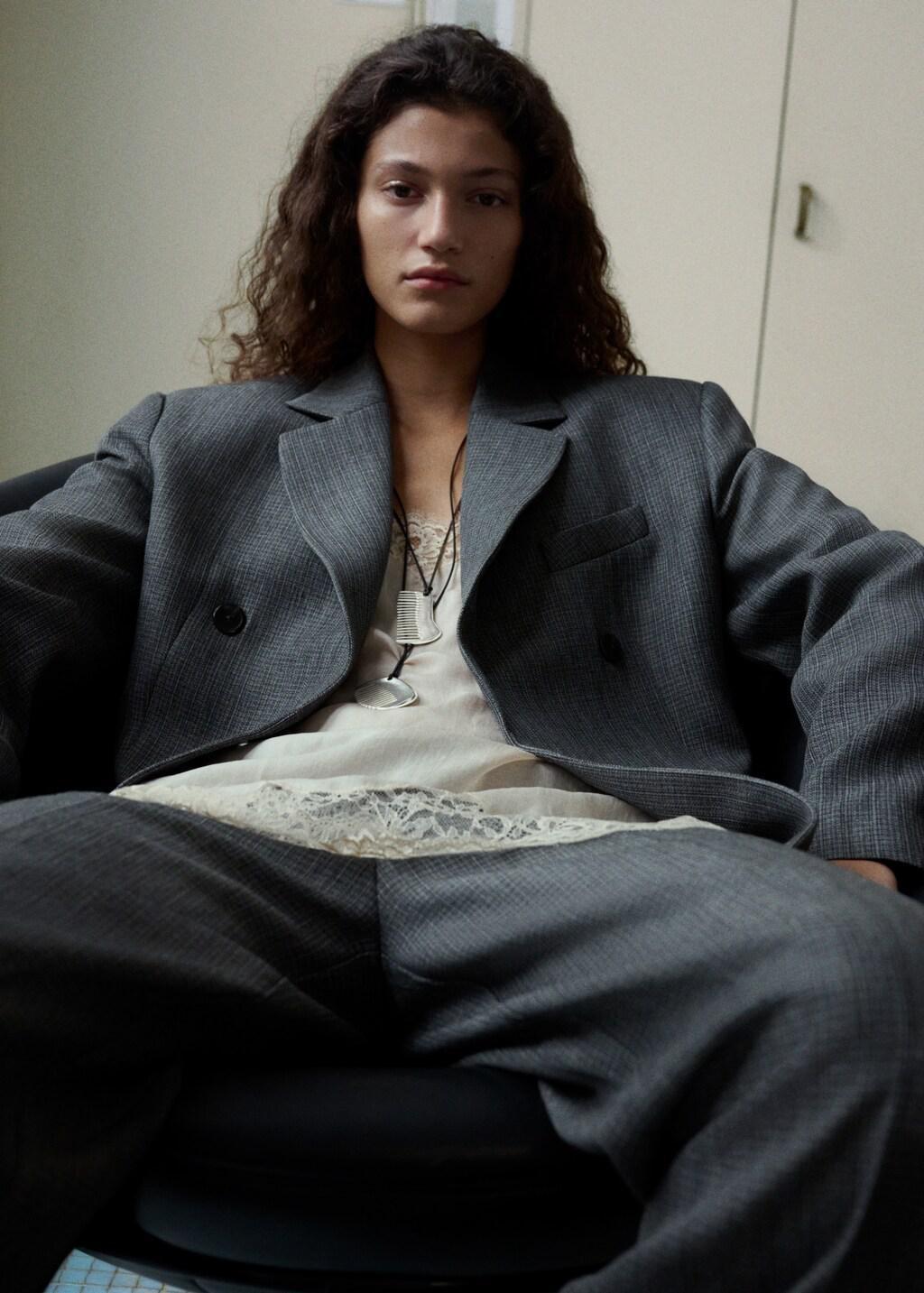 Black Straight Linen Blend Blazer, 0201_99, large image number 4